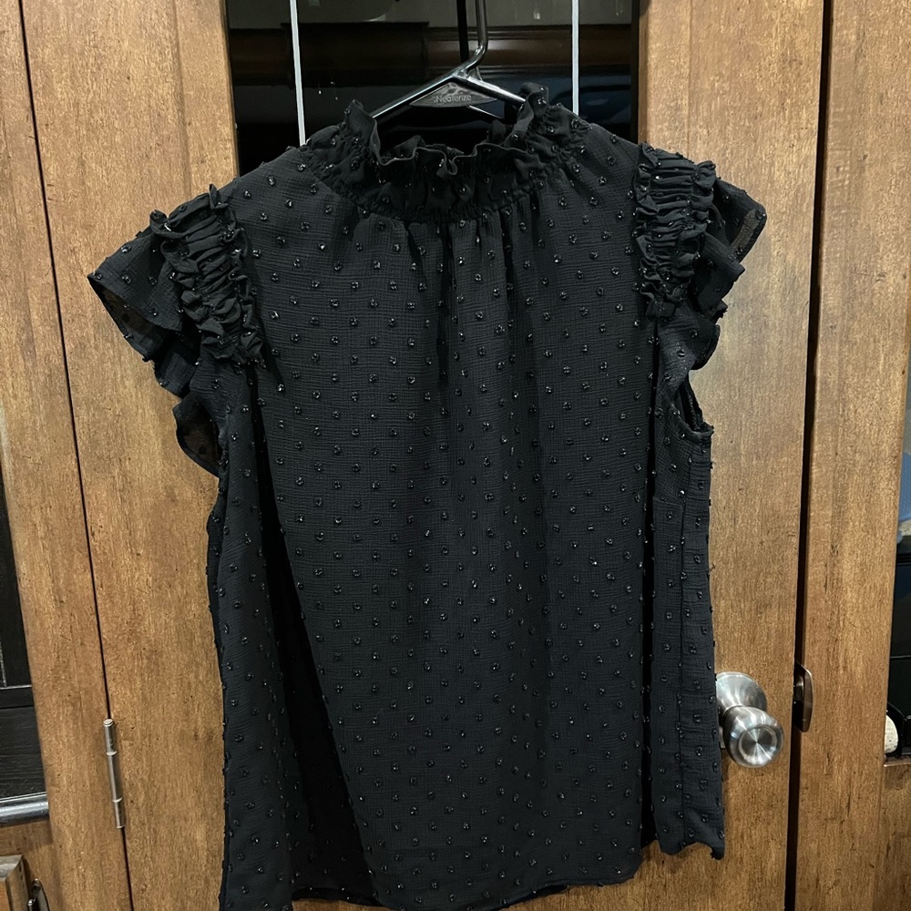 Elegant Black Ruffled Women's Top